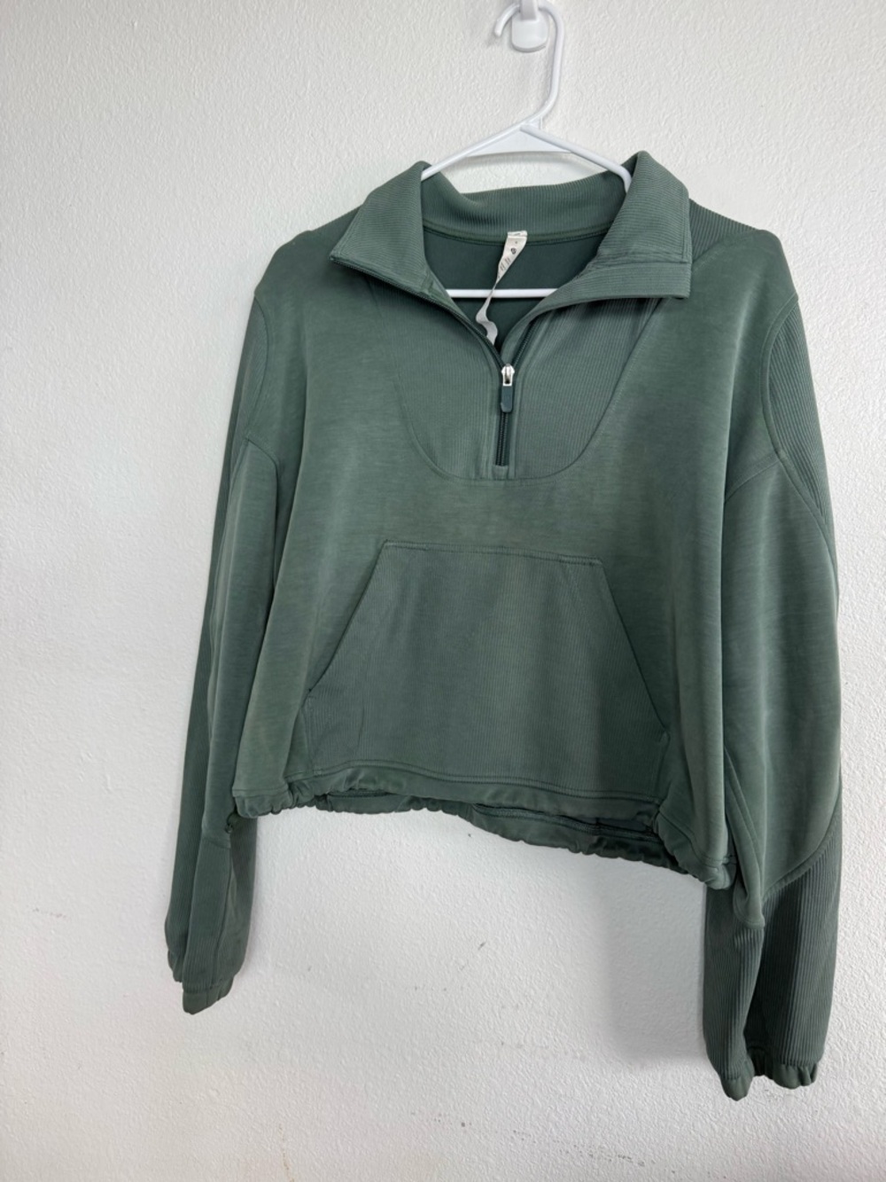 lululemon athletica ribbed softreme Green Cropped Half-Zip Pullover